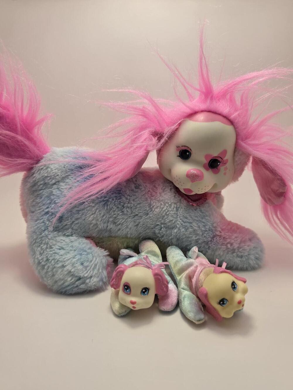 Just Play Puppy Surprise Blossom Pink Mommy Dog with 2 Puppies Plush (12 inch)
